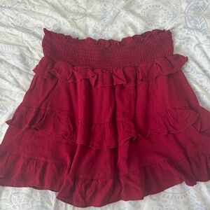 Altar'd State Red / Maroon Ruffle Skirt